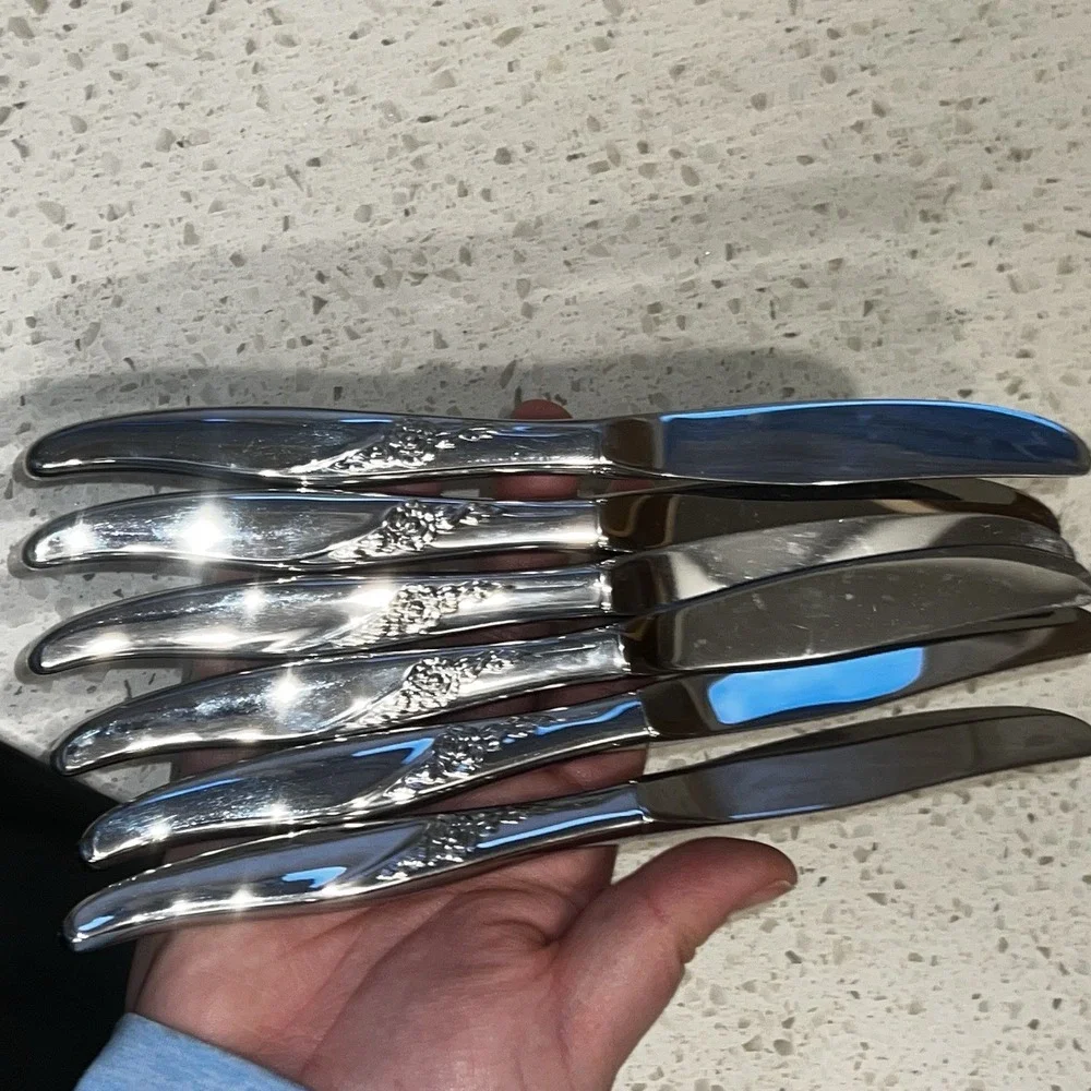 Oneida La Rose Stainless Premier Silverware‎ 6 Dinner Knives Flatware